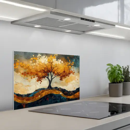 Boom - Natuur - Goud - Modern keuken achterwand spatscherm klein -3d_schuin