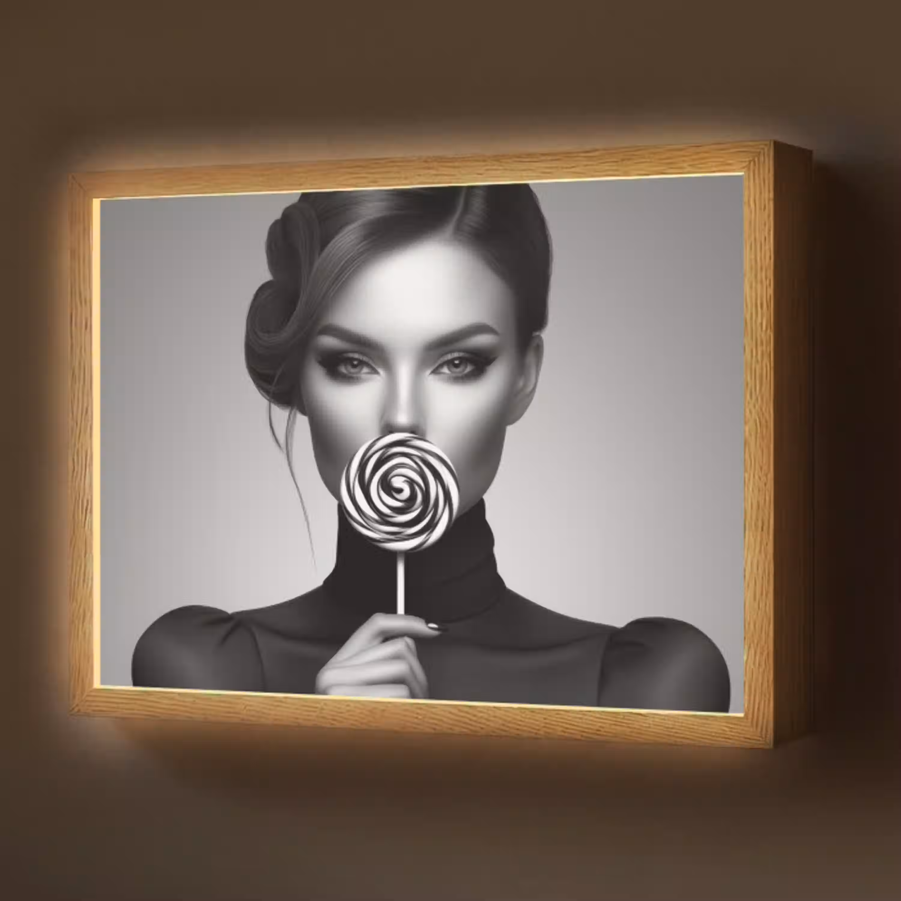 Vrouw - Lolly - Zwart Light Box met batterij (Wandlamp) middel -z3d_website