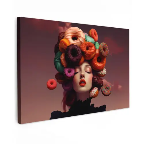 Vrouw - Donuts - Kleurrijk canvas 2cm klein -z3d