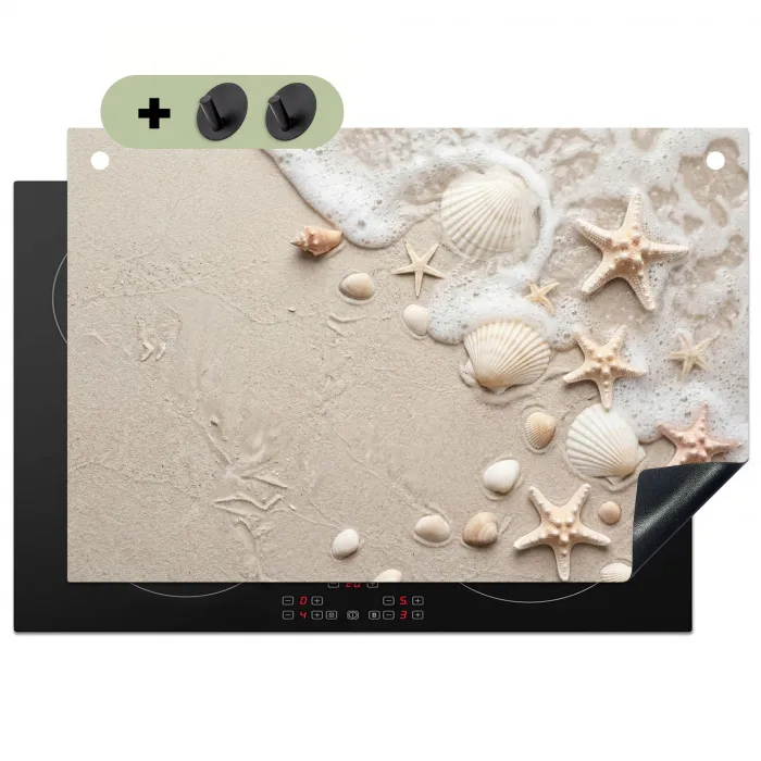 Schelpen - Zeesterren - Strand Inductie beschemer met haakjes klein -3d