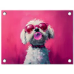 Pink - Hond - Bubbel tuinposter los doek klein -3d