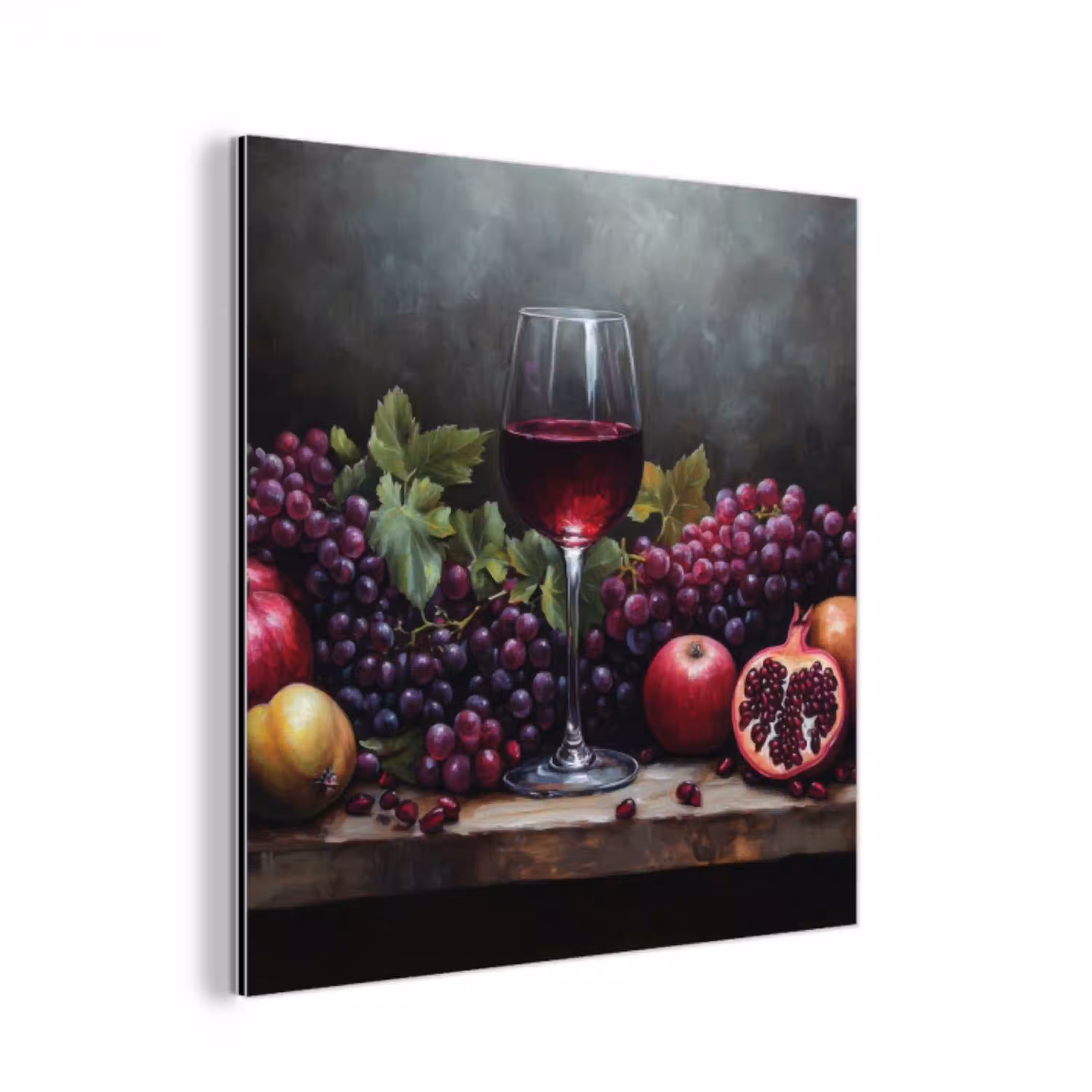 Wijn - Fruit - Stilleven aluminium wit klein -3d