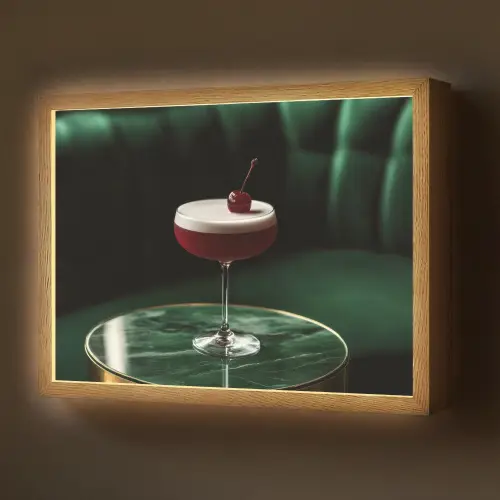 Kers - Cocktail - Rood - Marmer Light Box met batterij (Wandlamp) middel -z3d_website