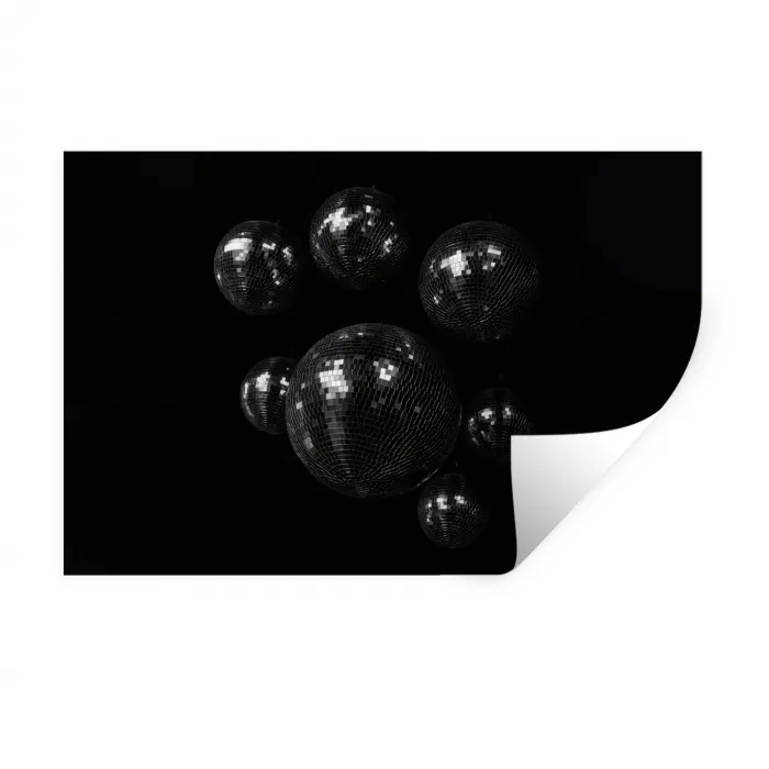 Discoballen - Minimalistisch - Zwart Muursticker klein -3d