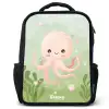Roze octopus met een lach Rugzak - Zwart middel -3d