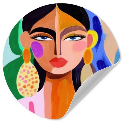 Portret - Vrouw - Modern Wandcirkel behangsticker klein -3d