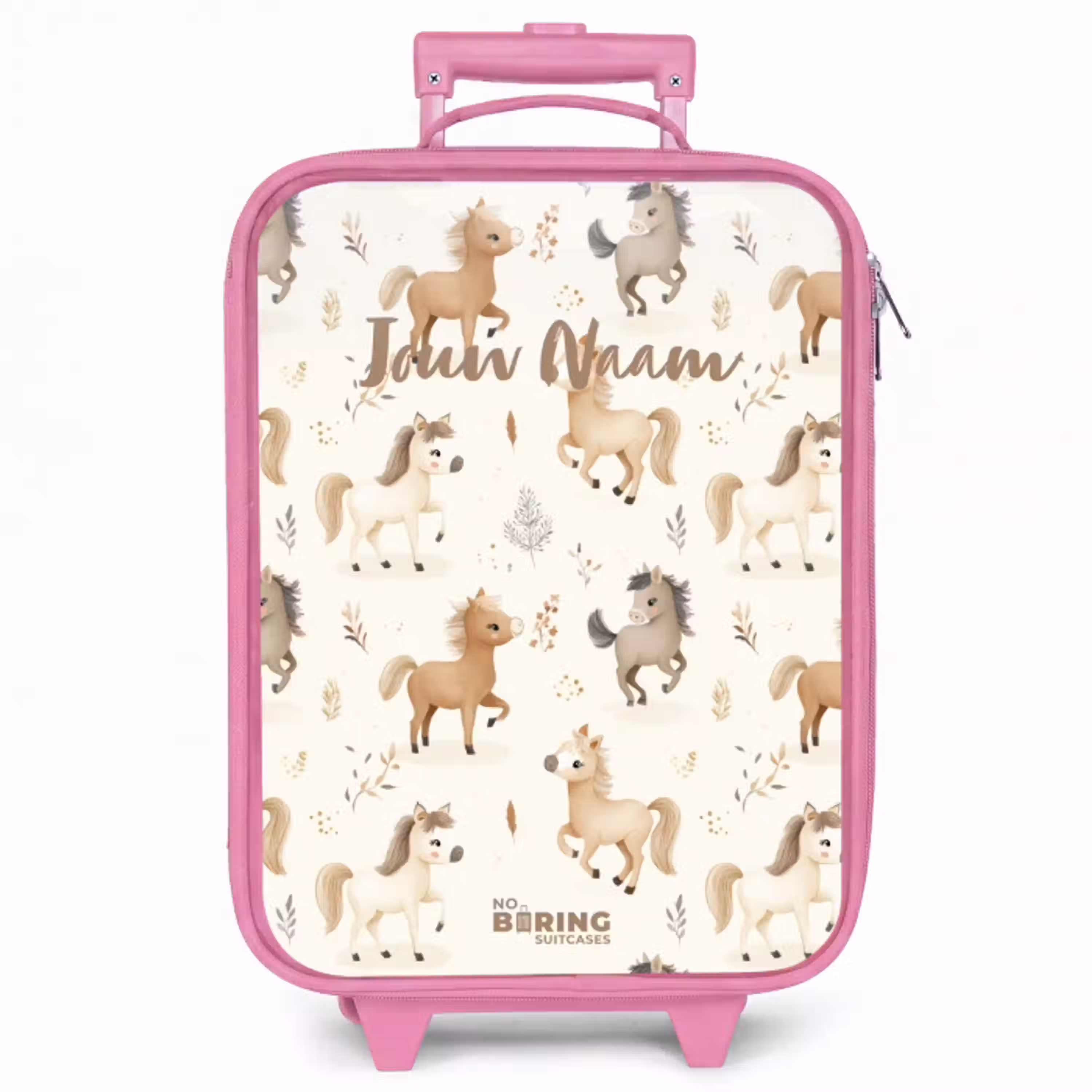 Patroon van veulens in beige en bruin kleuren Kinderkoffer - Roze klein -zzz_website3d
