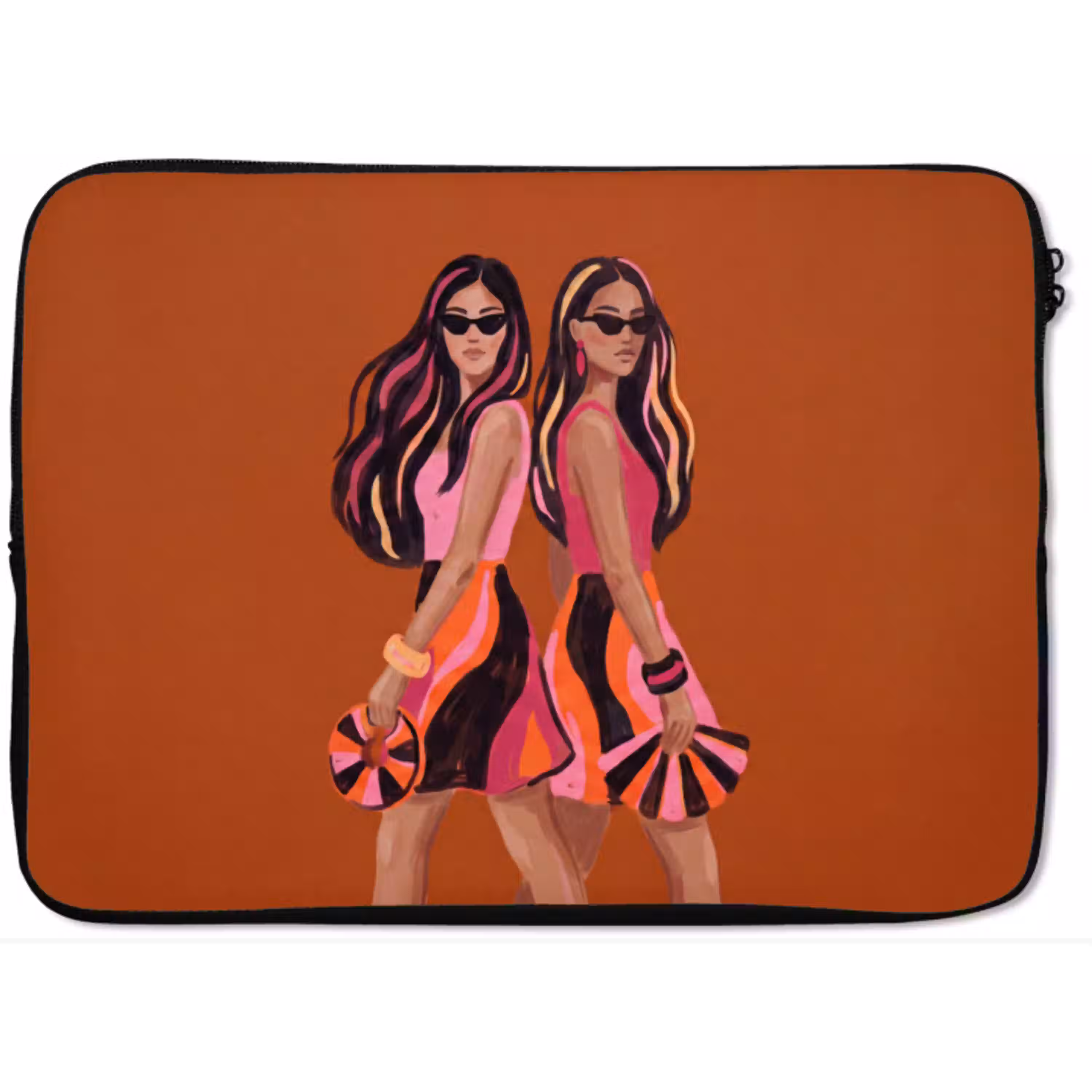 Mensen - Duo - Mode - Illustratie - Kleurrijk laptophoes neopreen klein -zkaufland3dotto
