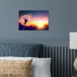 Paardenbloem - Bloemen - Zonsondergang - Horizon - Nacht poster papier klein -sfeer2