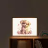 Hond - Bloemen - Roze - Meisjes - Kind Light Box met batterij (Wandlamp kind) middel -sfeer1_kind
