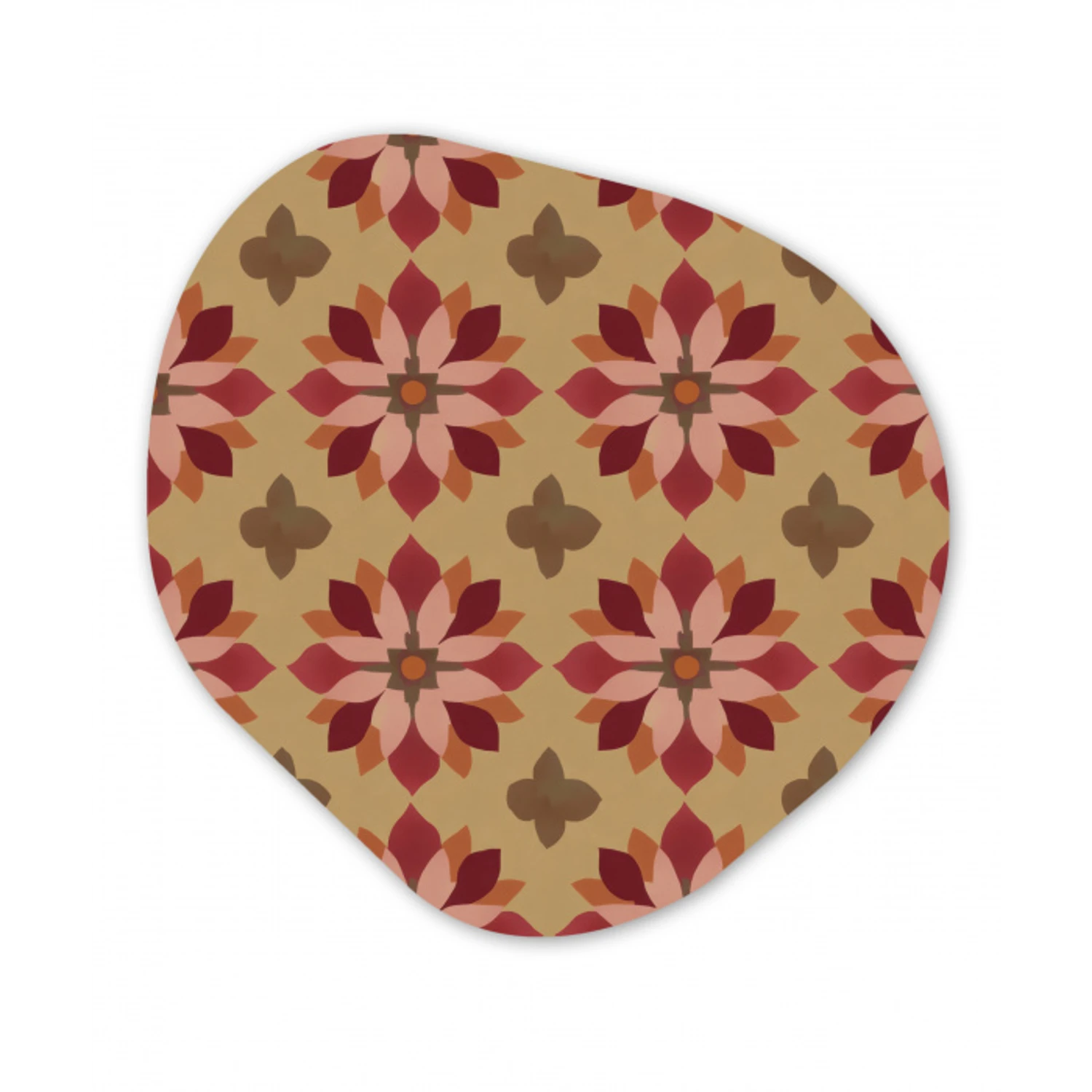 Bloemen - Retro - Groen Wandcirkel Organisch Aluminium middel 851 -3d