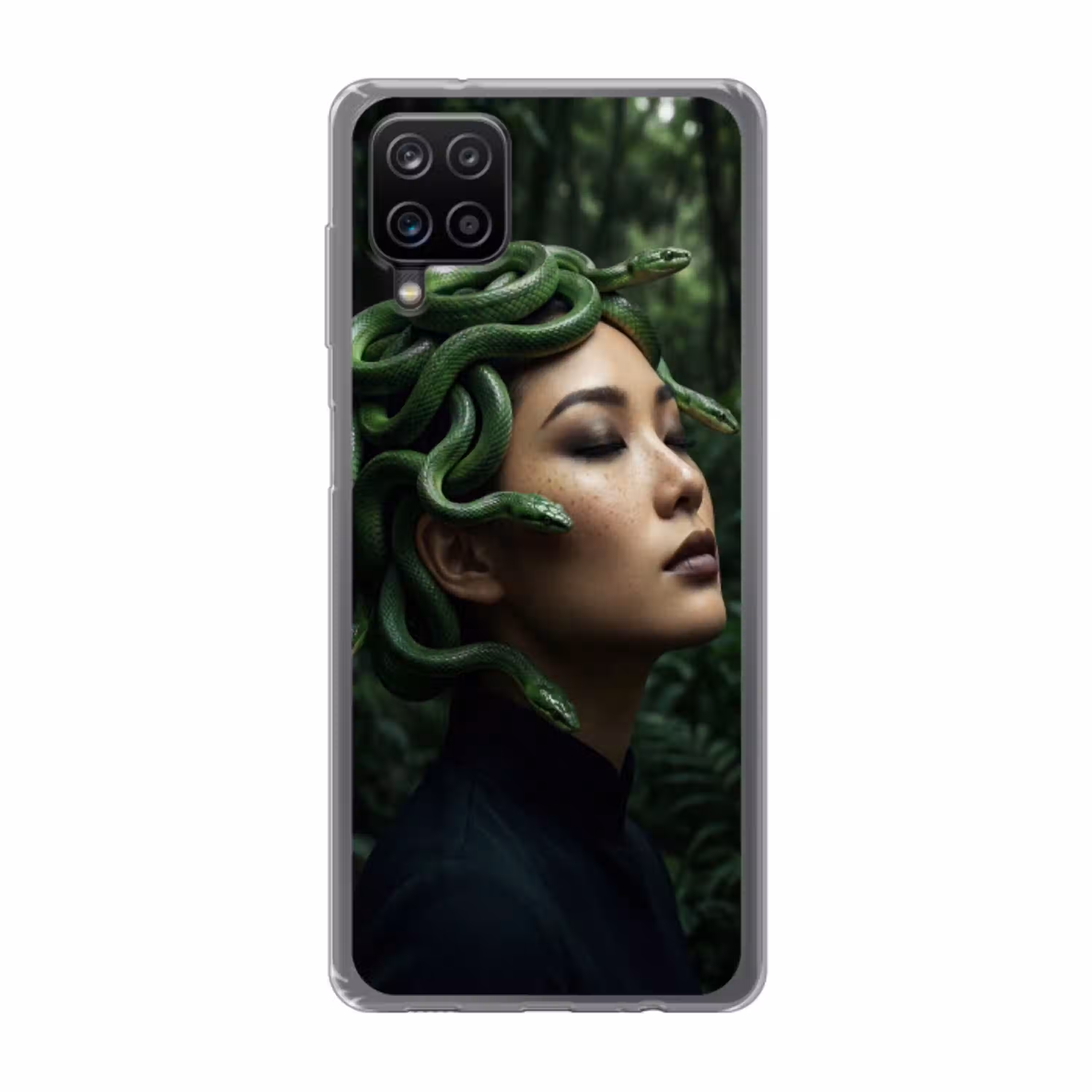 Vrouw - Slang - Natuur - Mystiek - Groen Telefoonhoesje Samsung Galaxy A12 klein -3d