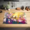 Vogels - Bloemen - Roze Inductie beschermer vinyl 3mm klein -sfeer5