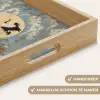 Kraanvogels - Maan - Bloemen - Blauw Dienblad Rechthoek middel -USP_HandgreepNL