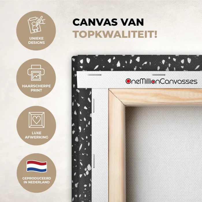 Terrazzo -  Patroon - Zwart - Wit canvas 2cm xxl 828 -sfeer2