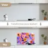 Bloemen - Kleurrijk - Bladeren keuken achterwand spatscherm klein -voor_na_NL