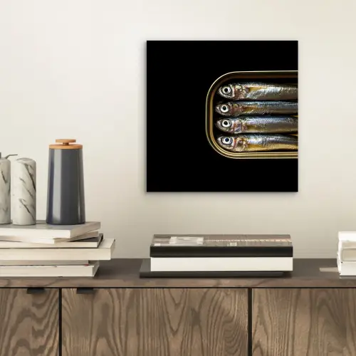 Sardines - Blik - Zwart - Vissen aluminium wit klein -sfeer1