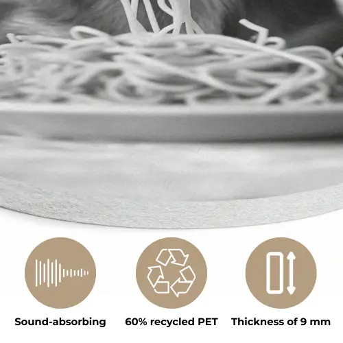 Chihuahua - Hond - Zonnebril - Humoristisch - Zwart - Wit - Spaghetti Akoestische PET Vilt - Rond klein -closeup_NL