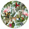 Jungle - Dieren - Meisjes - Kinderen - Jongens - Flamingo - Papegaai Wandcirkel kunststof plaat 5mm dik klein -3d