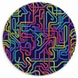 Retro - Abstract - Neon Wandcirkel kunststof plaat 5mm dik klein -3d
