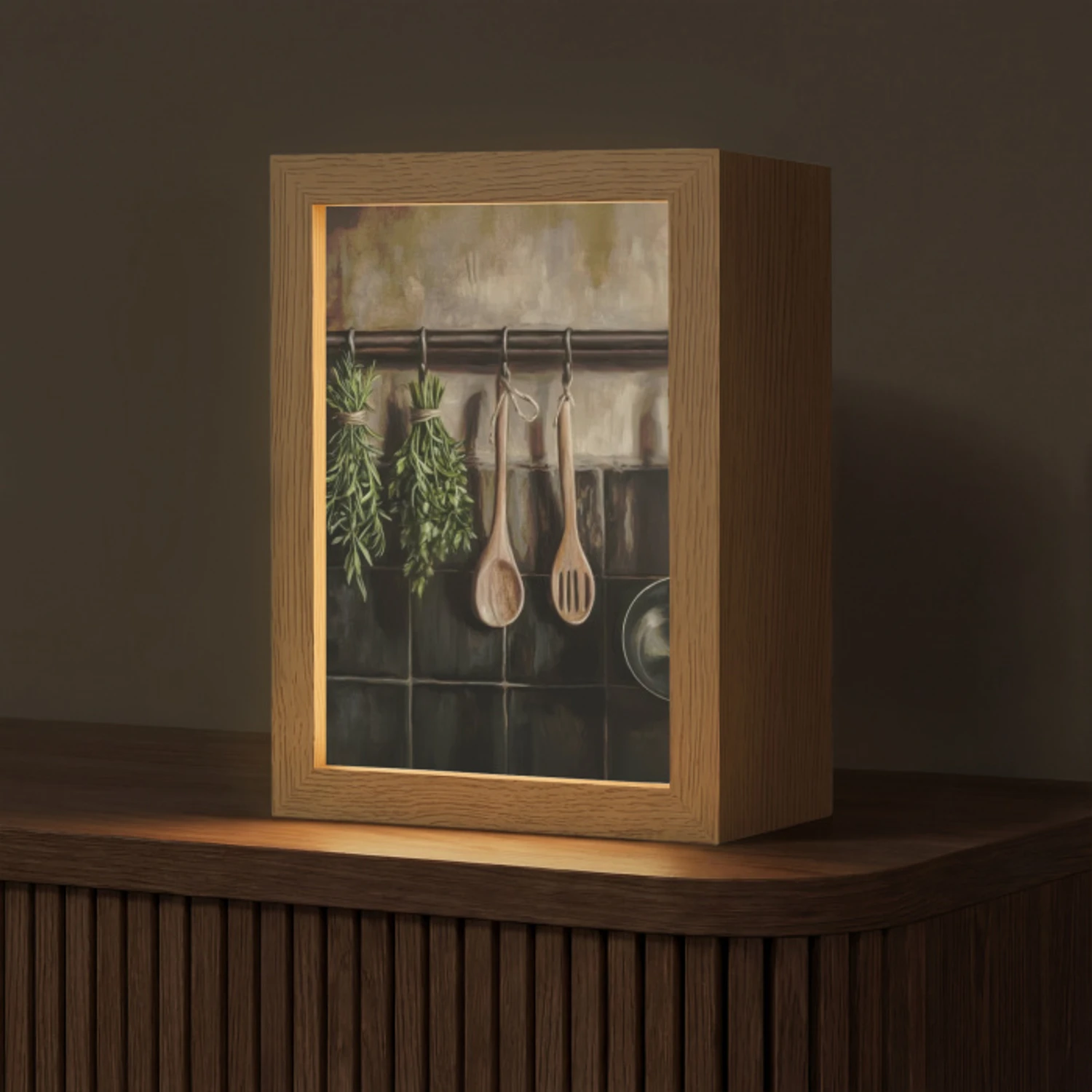 Keukengerei - Rustiek - Tegels - Kruiden Light Box met kabel (Tafellamp) klein -z3d_website
