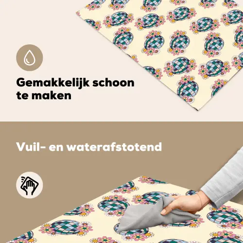 Retro - Disco - Bloemen - Discobal Inductie beschemer met haakjes klein 777 -ky-schoon-nl