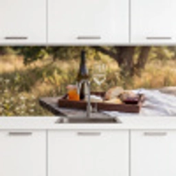 Picknick - Wijn - Kaasplankje keuken achterwand 2 middel -3d