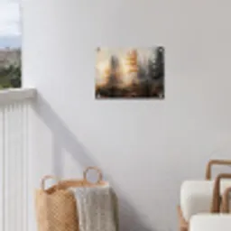Bospad - Herfstbladeren - Natuur - Schilderachtig - Oranje tuinposter los doek klein -sfeer8