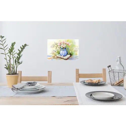 Vaas - Delftsblauw - Madeliefjes Muursticker klein -eettafel