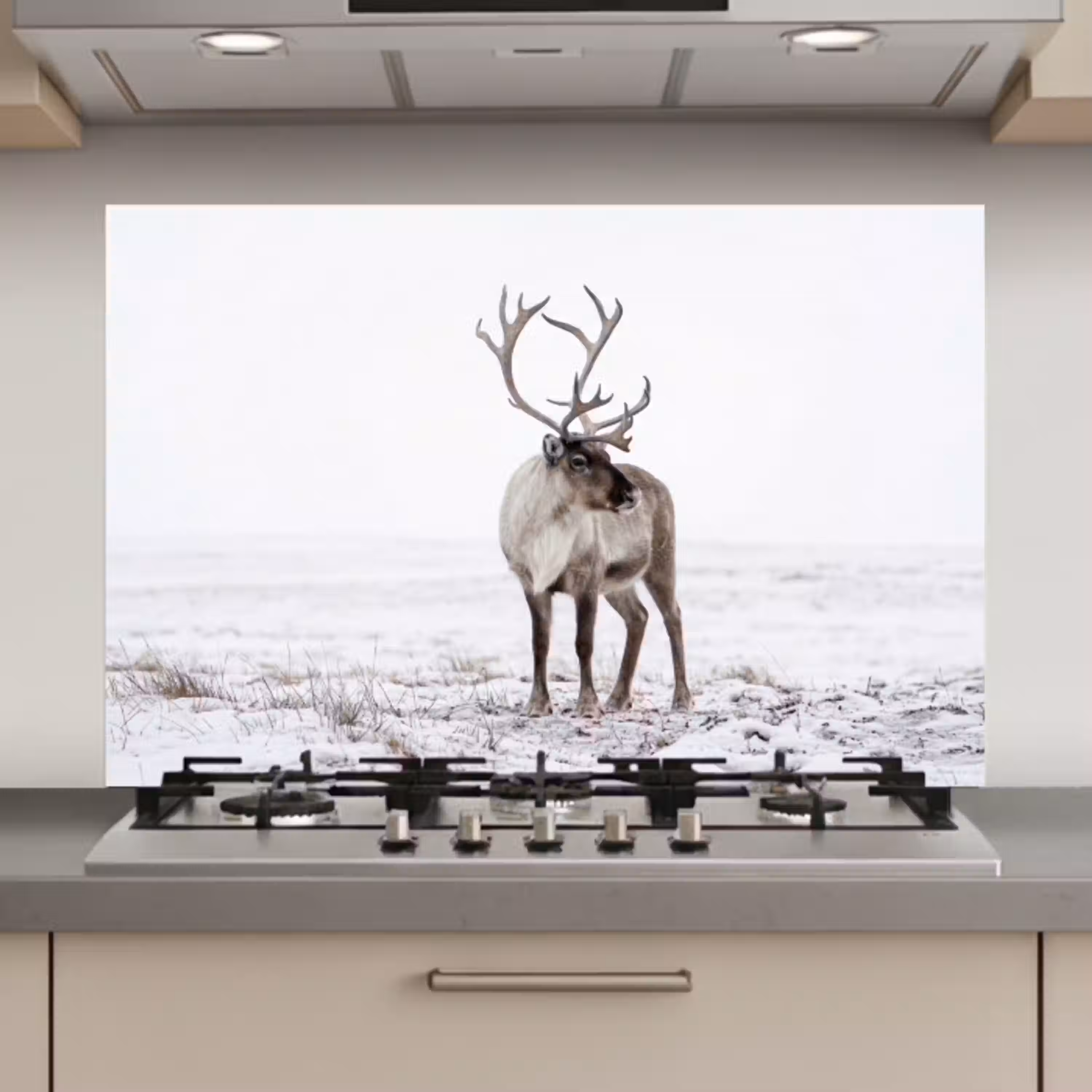 Rendier - Gewei - Sneeuw - Winter keuken achterwand spatscherm klein -3d_website