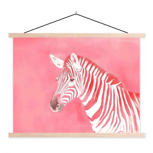 Zebra - Pink - Verf textielposter latten blank klein -3d