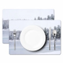 Meer - Dennen - IJs - Winter - Rustgevend Placemat vinyl groot -zzsfeer2_Kitchenyeah-website