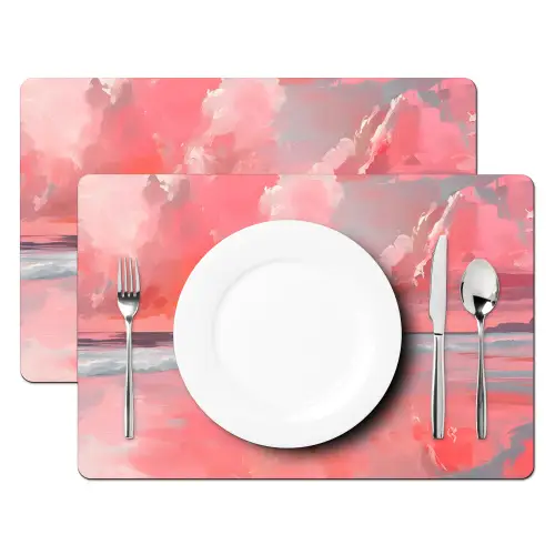 Roze - Surfen - Zee Placemat vinyl groot -zzsfeer2_Kitchenyeah-website