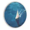 Zeilboot - Water - Abstract - Schaduw Akoestische PET Vilt - Rond klein -3d