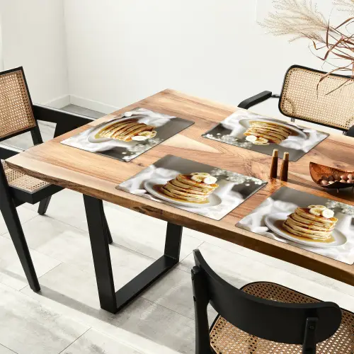 Pannenkoeken - Banaan - Siroop - Wit - Beige Placemat vinyl groot -zzsfeer4_Kitchenyeah-website