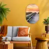 Zonsonderang - Zee - Pad - Gras - Duin - Vogels Wandcirkel Ovaal Forex klein -sfeer4