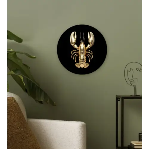 Kreeft - Goud - Textuur - Zwart Wandcirkel plexiglas klein -sfeer3