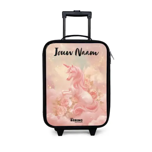 Eenhoorn - Wolken - Roze Kinderkoffer - Zwart klein -3d