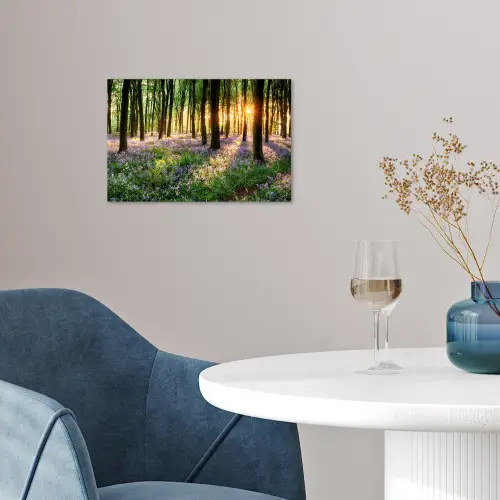 Bos - Bloemen - Lavendel - Zon - Paars - Natuur poster papier klein -sfeer3