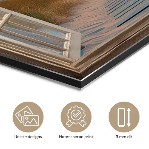 Doorkijk - Strand - Pad - Zonsondergang aluminium wit klein -closeup_NL