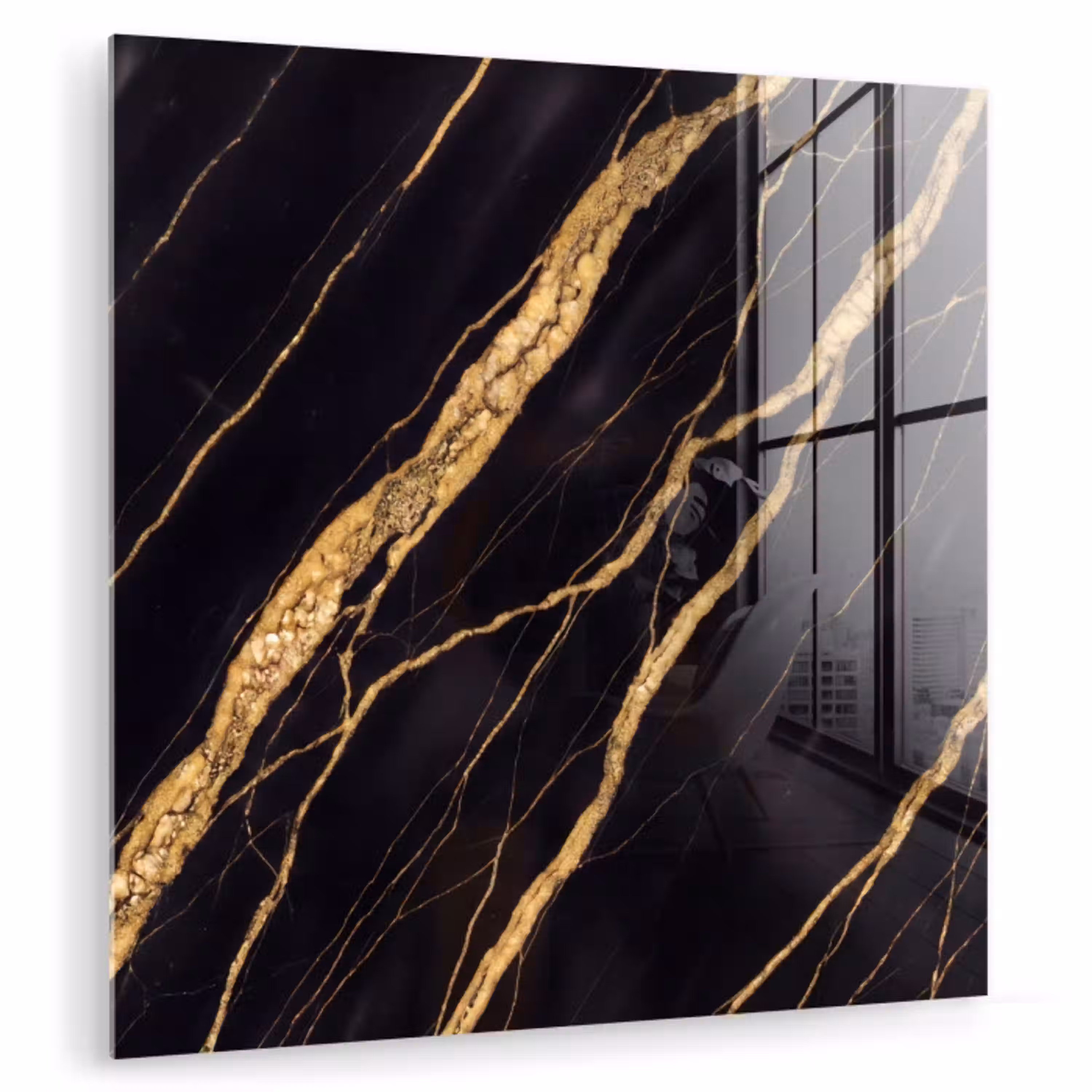 Marmer - Goud - Textuur - Abstract - Zwart plexiglas 5mm klein -zzzproduct_nieuw