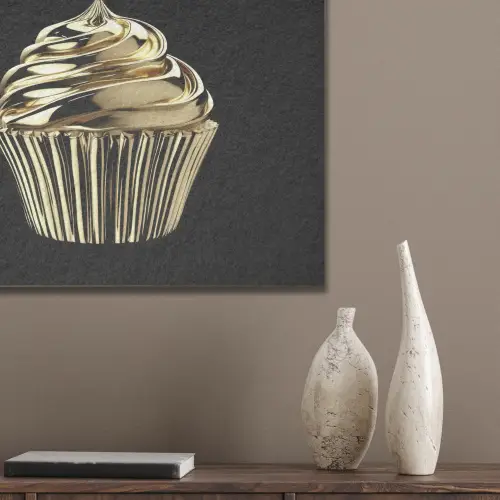 Cupcake - Eten - Goud - Zwart PET vilt klein -sfeer6_closeup