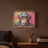 Graffiti - Chimpansee - Aap - Bril - Kleurrijk Light Box met batterij (Wandlamp) middel -sfeer4