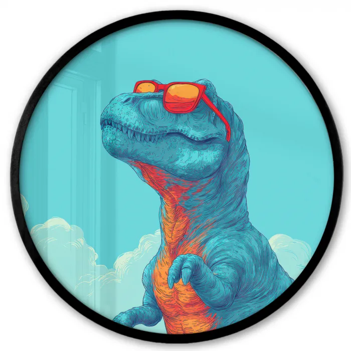 T-Rex - Blauw - Wolken - Zonnebril Fotolijst rond zonder passe partout klein -3d