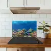 Onderwaterlandschap - Vissen - Schildpad - Blauw keuken achterwand spatscherm klein -sfeer2