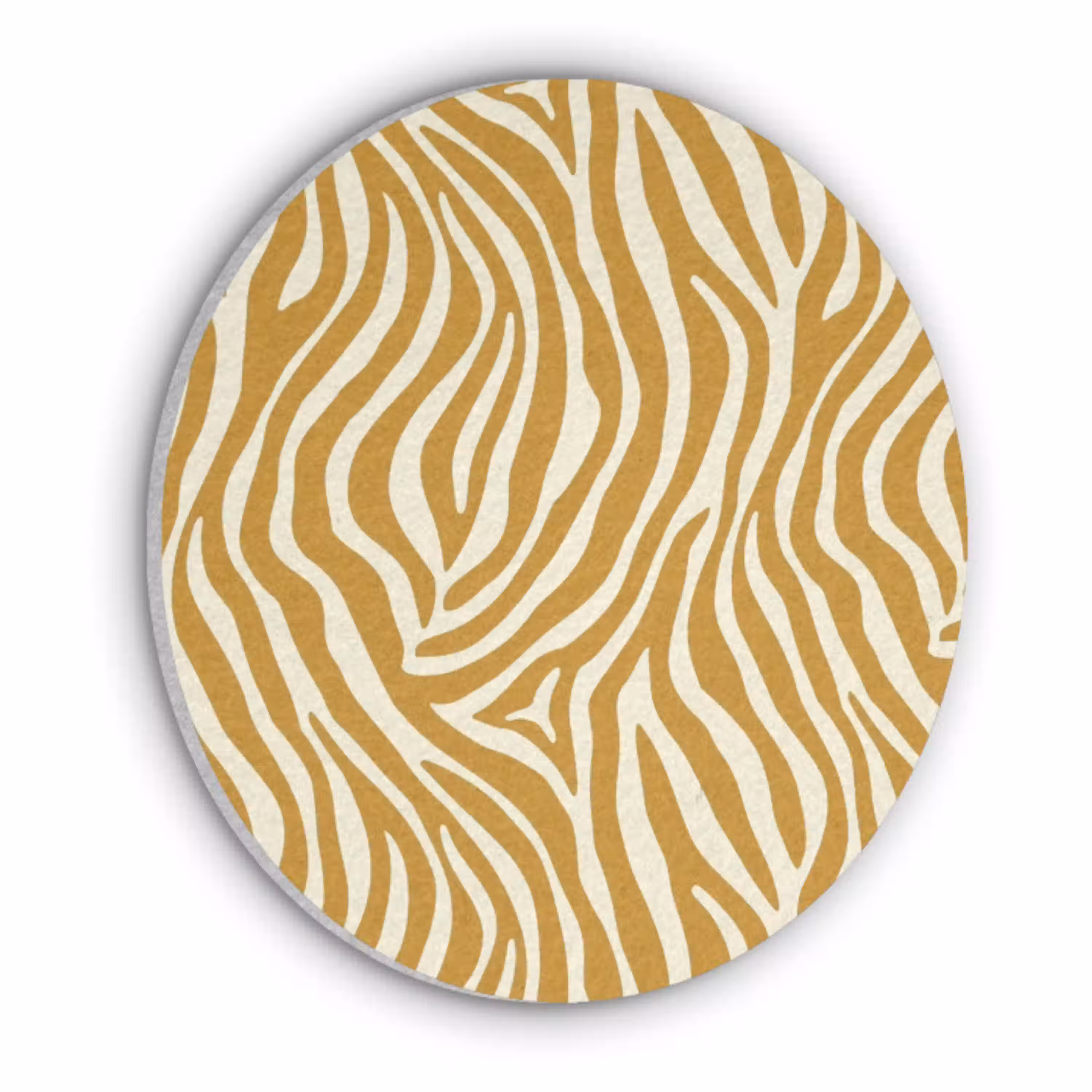 Zebra - Klassiek - Oker - Geel Akoestische PET Vilt - Rond klein 838 -3d