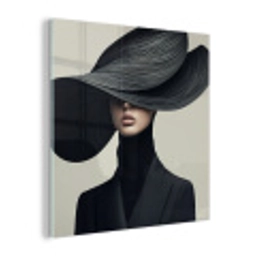 Zwart - Vrouw - Hoed plexiglas 5mm klein -z3d