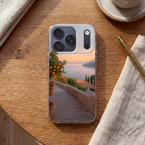 Middelandse zee - Sinaasappel - Heuvels - Zee Telefoonhoesje iPhone 17 Pro klein -sfeer1