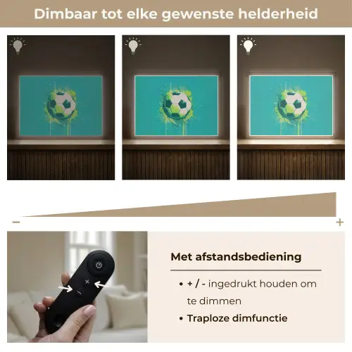 Voetbal - Abstract - Verfspatten - Groen Light Box met batterij (Wandlamp kind) middel -USP_dimbaarNL