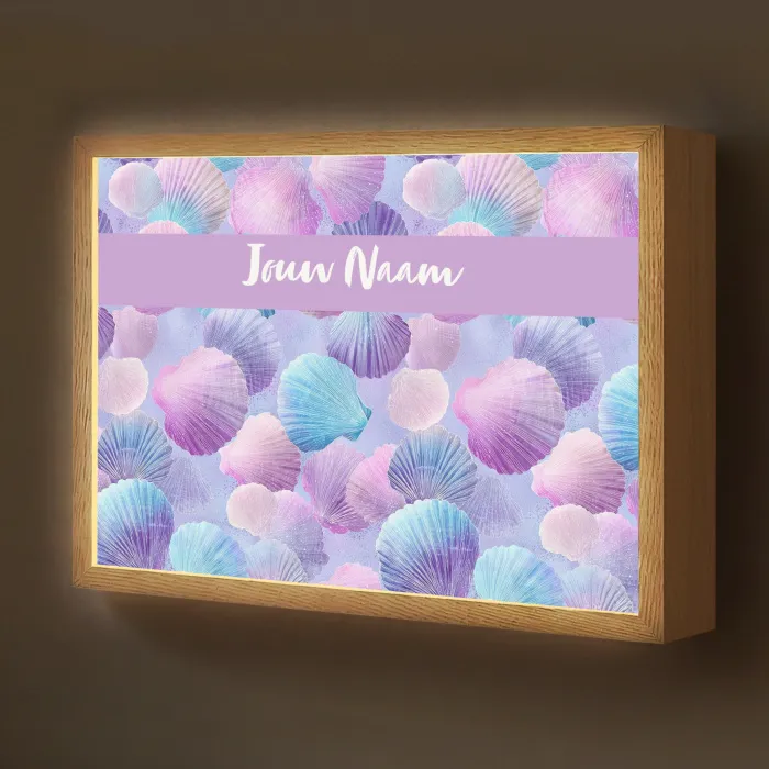 Schelpen - Paars - Blauw - Patroon Light Box met batterij (Wandlamp kind) middel -z3d_website